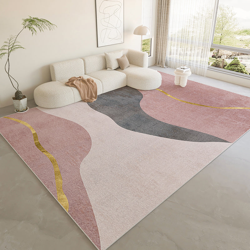 Nordic Area Rug Sparkle Silver Simple Rug Polyester Non-Slip Area Rug for Living Room