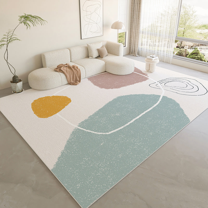 Nordic Area Rug Sparkle Silver Simple Rug Polyester Non-Slip Area Rug for Living Room