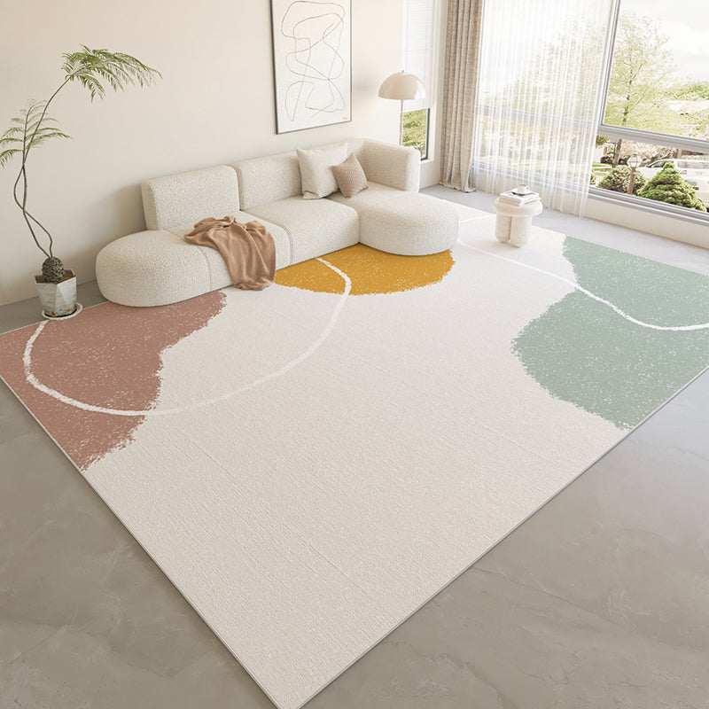 Nordic Area Rug Sparkle Silver Simple Rug Polyester Non-Slip Area Rug for Living Room
