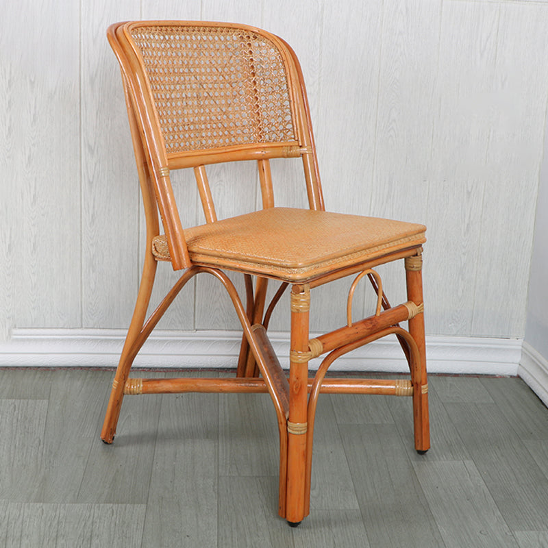 Tropical Natural Patio Dining Chair Rattan Armless Open Back