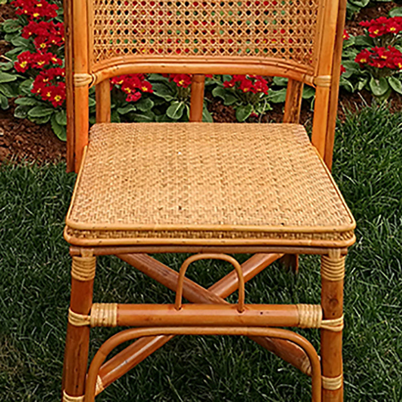 Tropical Natural Patio Dining Chair Rattan Armless Open Back