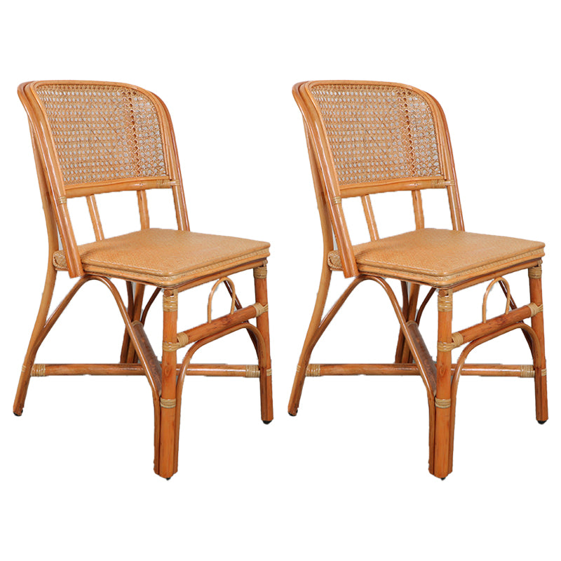 Tropical Natural Patio Dining Chair Rattan Armless Open Back