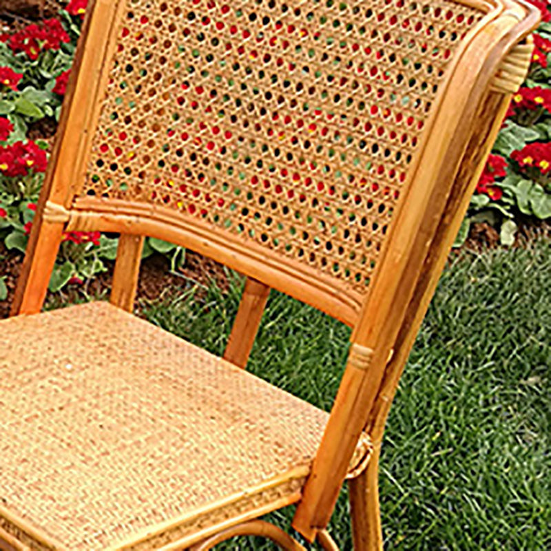 Tropical Natural Patio Dining Chair Rattan Armless Open Back