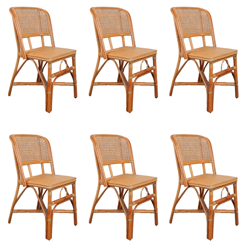 Tropical Natural Patio Dining Chair Rattan Armless Open Back