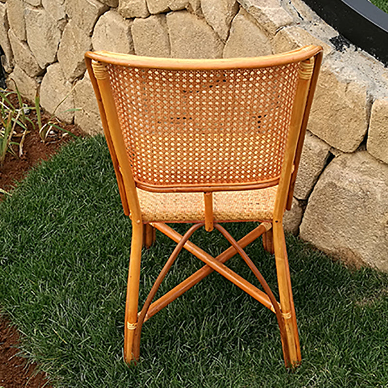 Tropical Natural Patio Dining Chair Rattan Armless Open Back