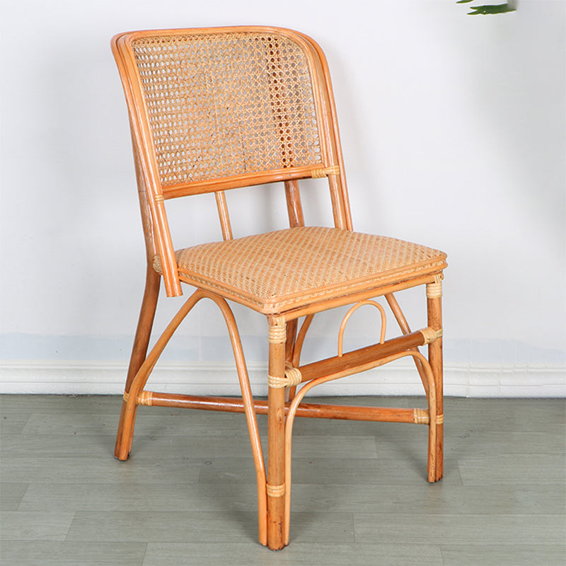 Tropical Natural Patio Dining Chair Rattan Armless Open Back