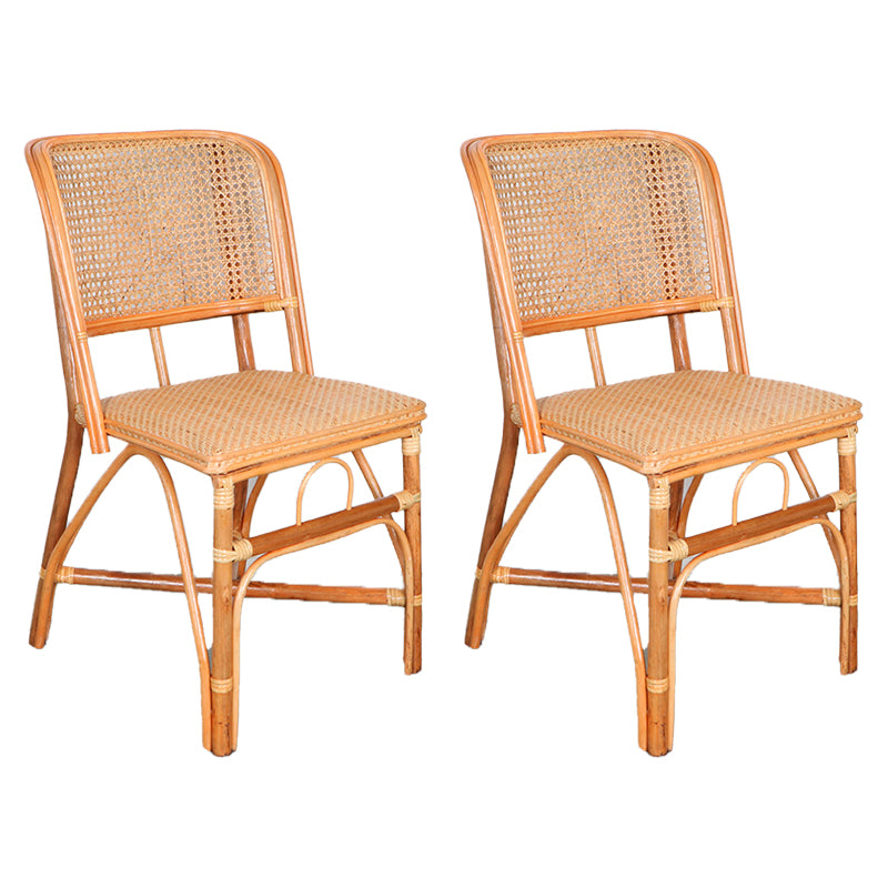 Tropical Natural Patio Dining Chair Rattan Armless Open Back