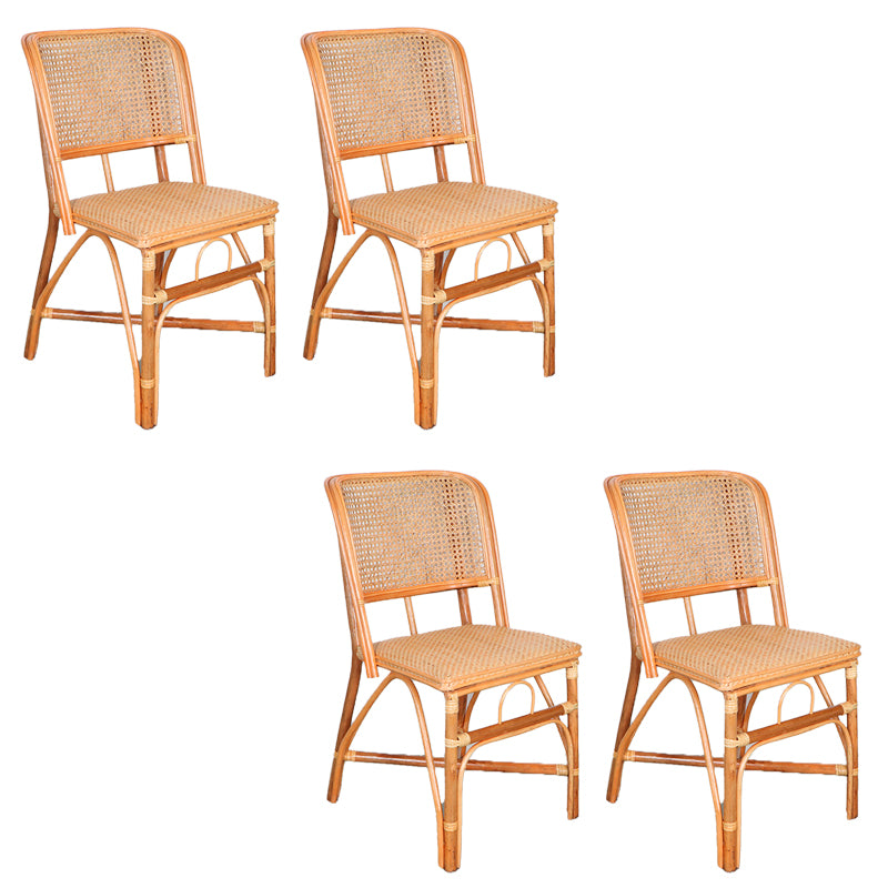 Tropical Natural Patio Dining Chair Rattan Armless Open Back