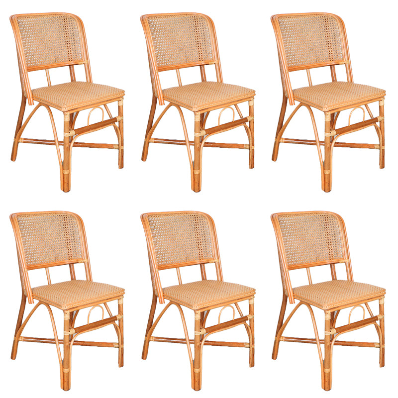 Tropical Natural Patio Dining Chair Rattan Armless Open Back