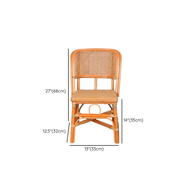 Tropical Natural Patio Dining Chair Rattan Armless Open Back