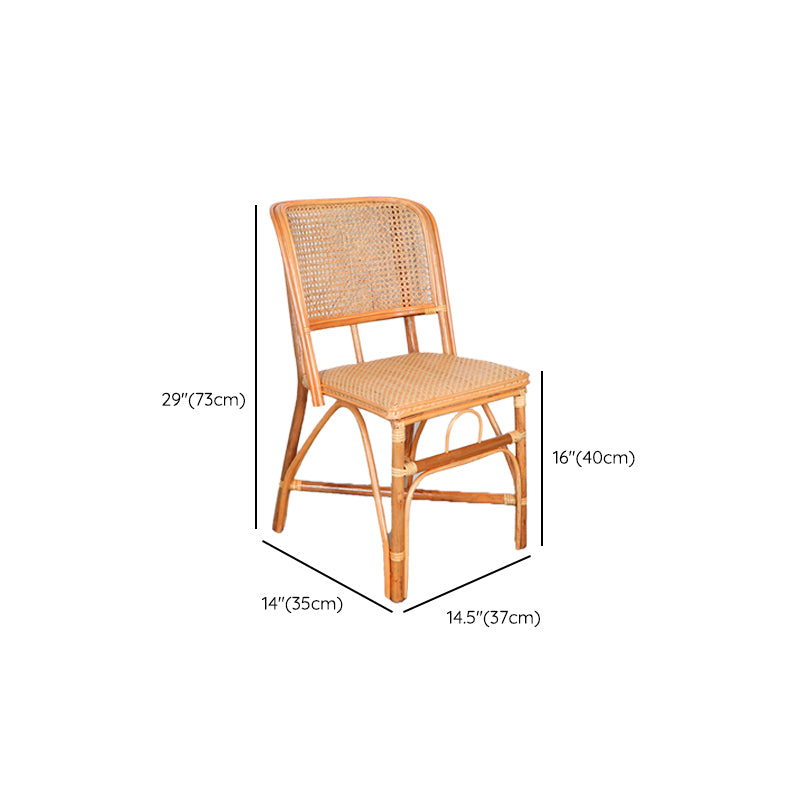 Tropical Natural Patio Dining Chair Rattan Armless Open Back