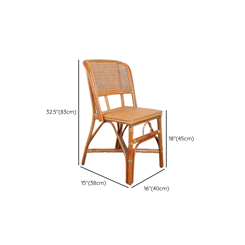 Tropical Natural Patio Dining Chair Rattan Armless Open Back