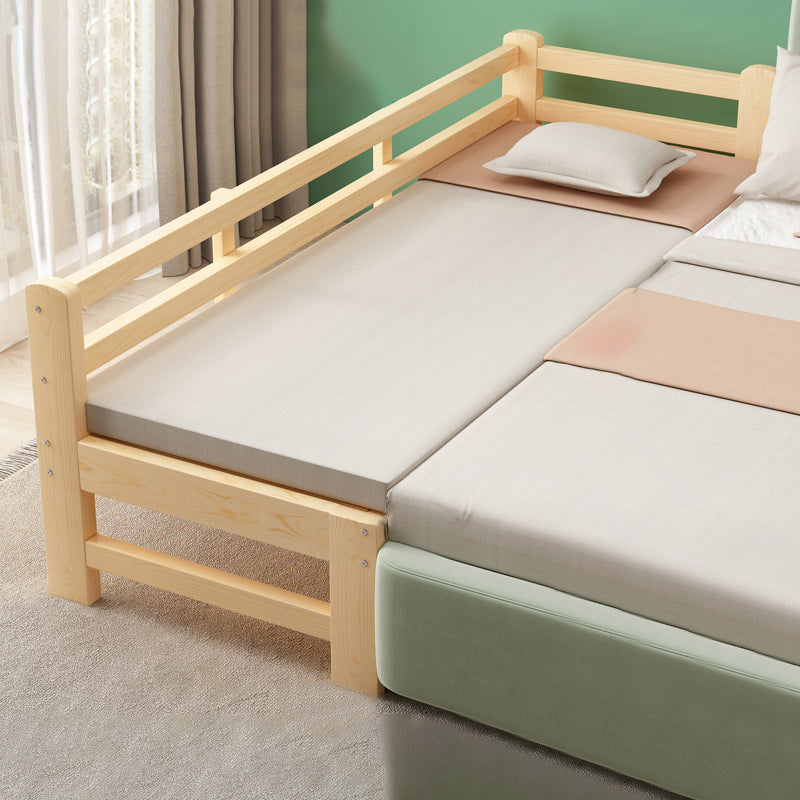 Contemporary Solid Wood Standard Bed Natural Kids Bed with Headboard