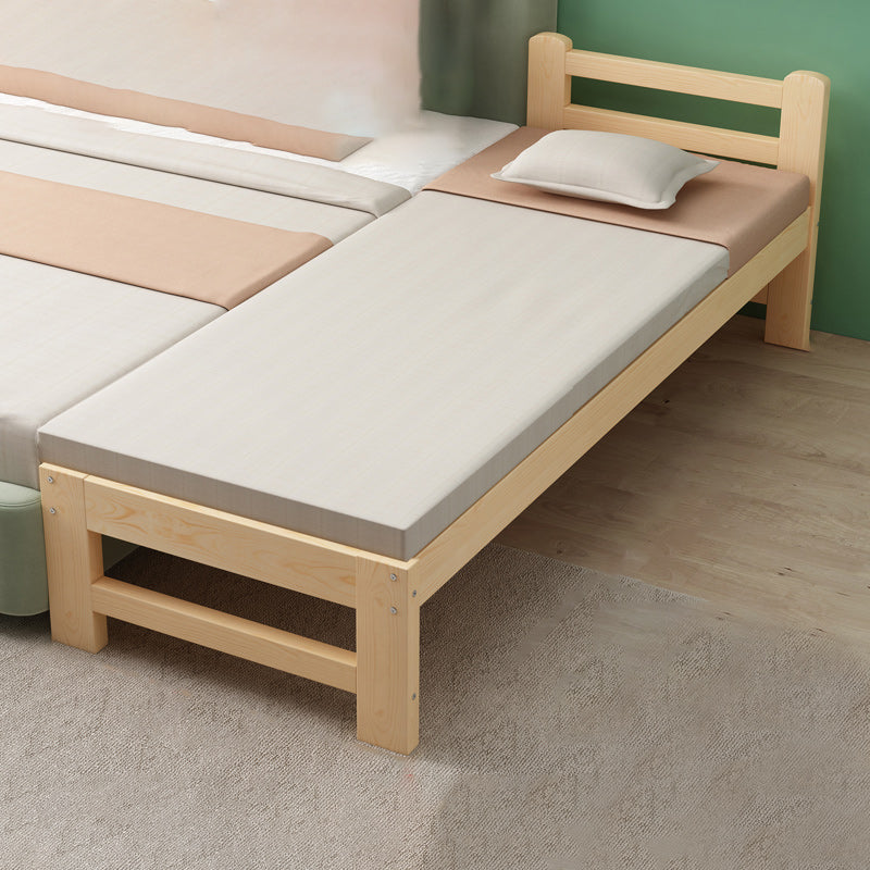 Contemporary Solid Wood Standard Bed Natural Kids Bed with Headboard