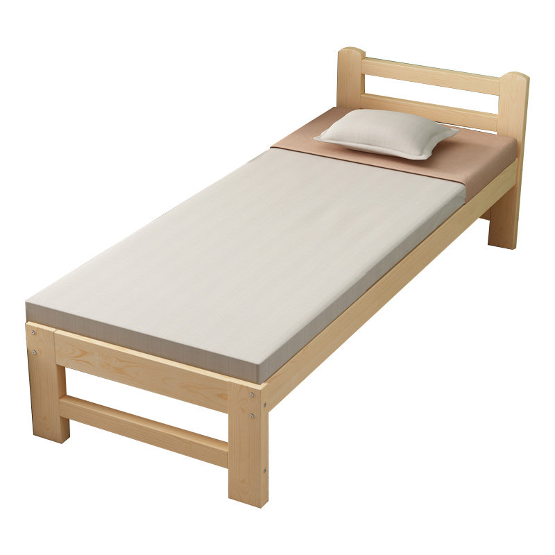 Contemporary Solid Wood Standard Bed Natural Kids Bed with Headboard