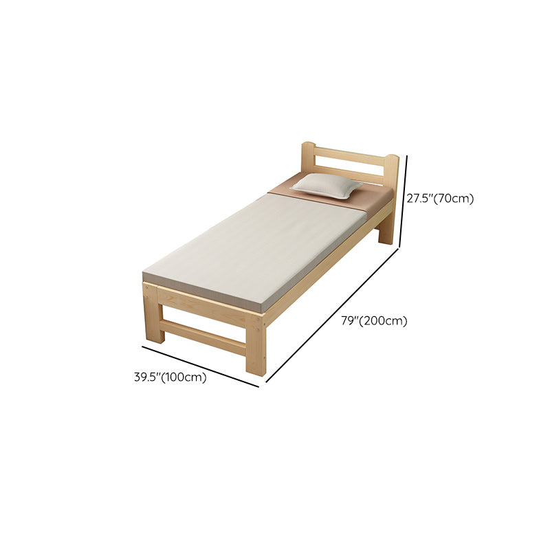 Contemporary Solid Wood Standard Bed Natural Kids Bed with Headboard