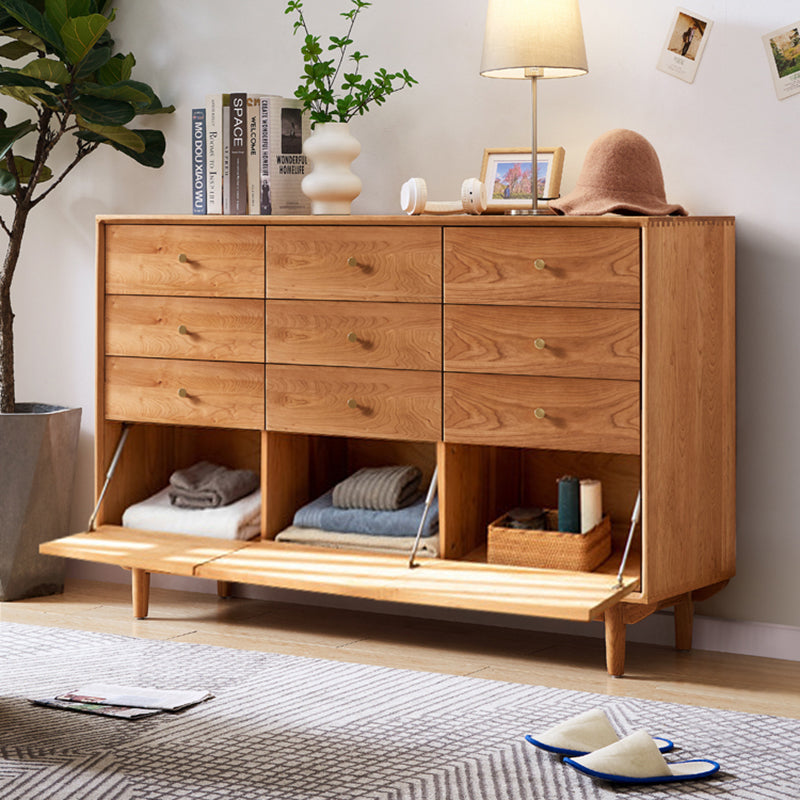 Traditional Horizontal Double Dresser Wood Storage Dresser with Drawers for Home
