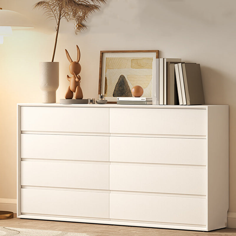 Contemporary Horizontal Double Dresser White Wood Storage Dresser with Drawers for Home