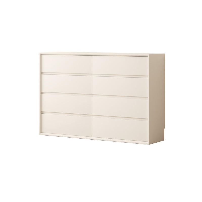 Contemporary Horizontal Double Dresser White Wood Storage Dresser with Drawers for Home