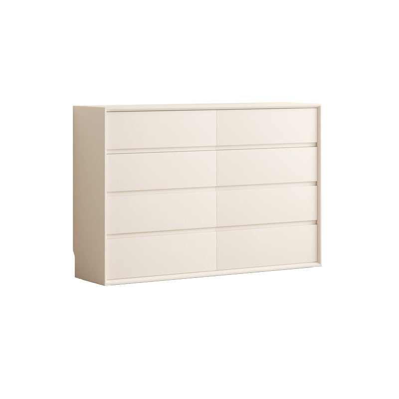 Contemporary Horizontal Double Dresser White Wood Storage Dresser with Drawers for Home