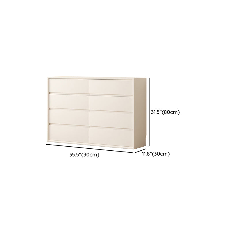 Contemporary Horizontal Double Dresser White Wood Storage Dresser with Drawers for Home