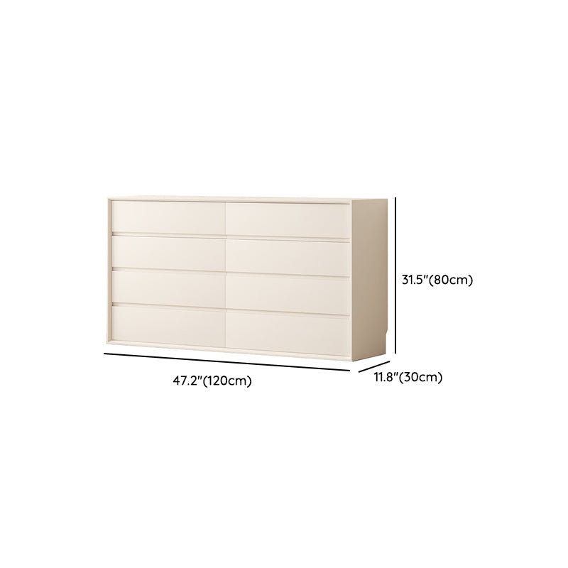 Contemporary Horizontal Double Dresser White Wood Storage Dresser with Drawers for Home