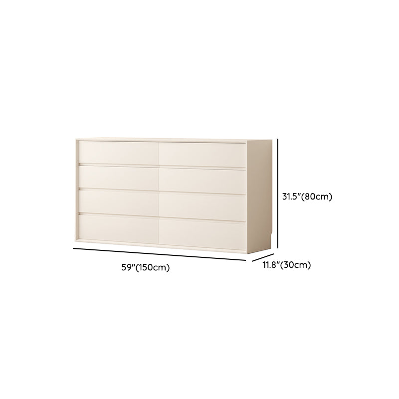 Contemporary Horizontal Double Dresser White Wood Storage Dresser with Drawers for Home