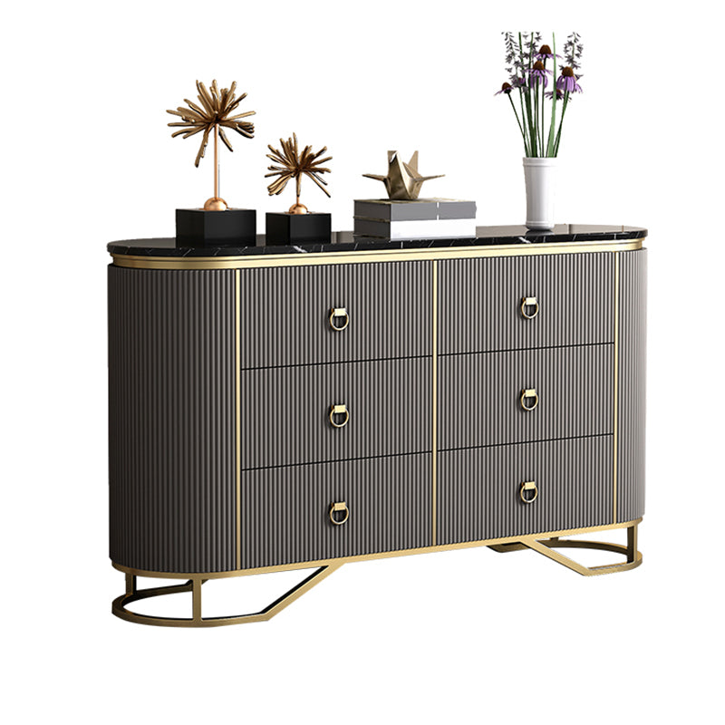Glam Horizontal Dresser Stone Top Drawers Storage Dresser for Bedroom