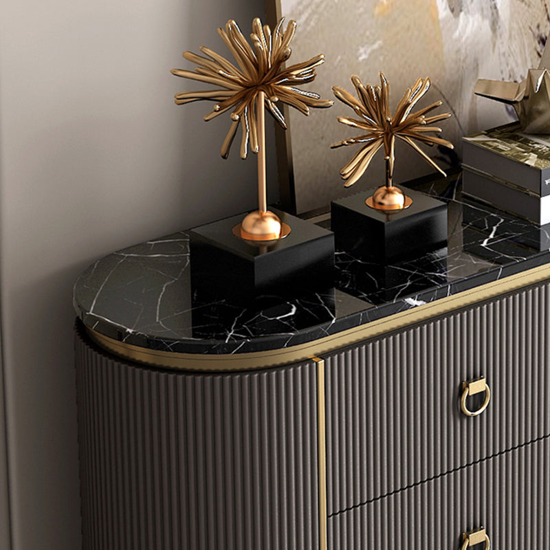 Glam Horizontal Dresser Stone Top Drawers Storage Dresser for Bedroom