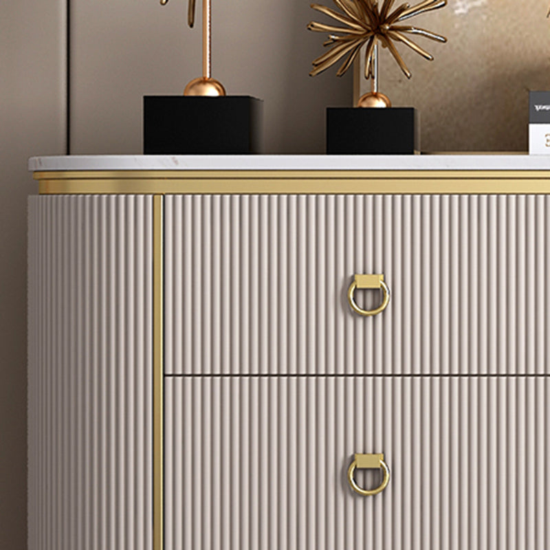 Glam Horizontal Dresser Stone Top Drawers Storage Dresser for Bedroom