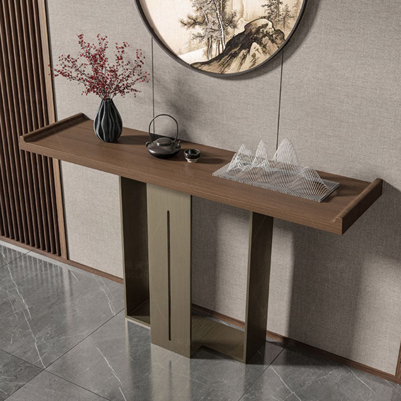 Rectangle Modern Console Table Brown/Black Wood Console Sofa Table
