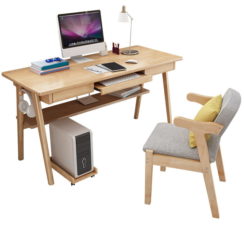 Contemporary Solid Wood Computer Desk 29.5 Inch High Rectangular Writi