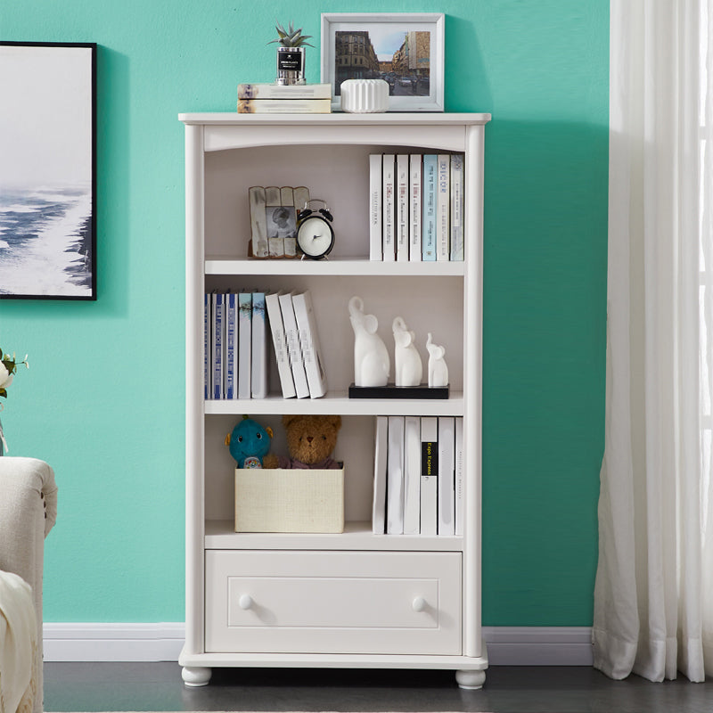 Pure White Standard Bookcase Contemporary Wooden Bookshelf with Shelves