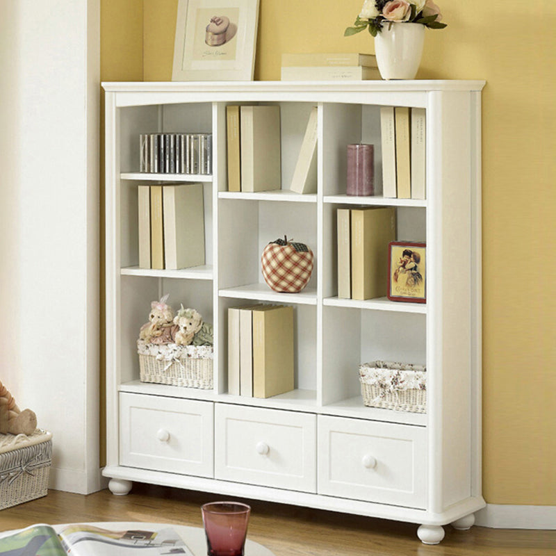 Pure White Standard Bookcase Contemporary Wooden Bookshelf with Shelves