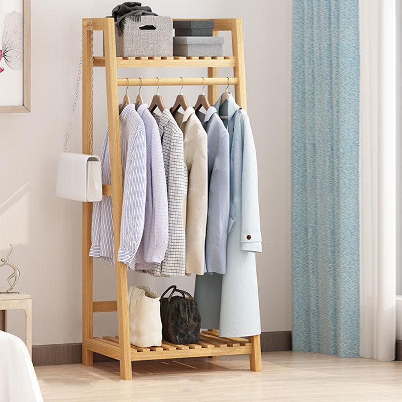 Living Room Coat Rack Wood 56.69 Inch Hall Tree Trapezoid Shape Entryway Kit