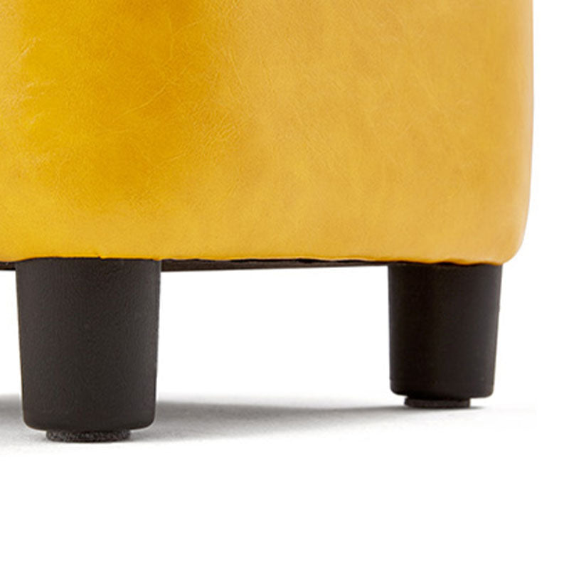 Contemporary Style Footstool Square Leather Foot Stool with 4 Legs
