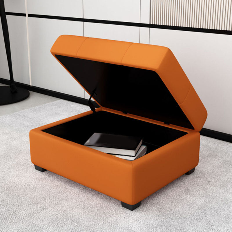 Modern Storage Ottomans Rectangle Leather Storage Ottomans with Legs