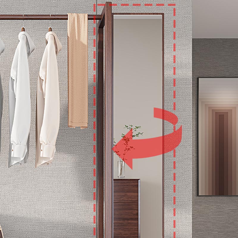 Modern Style Wardrobe Wooden Armoire with Mirror and Storage Shelves