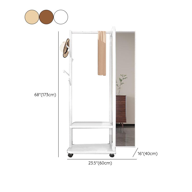 Modern Style Wardrobe Wooden Armoire with Mirror and Storage Shelves
