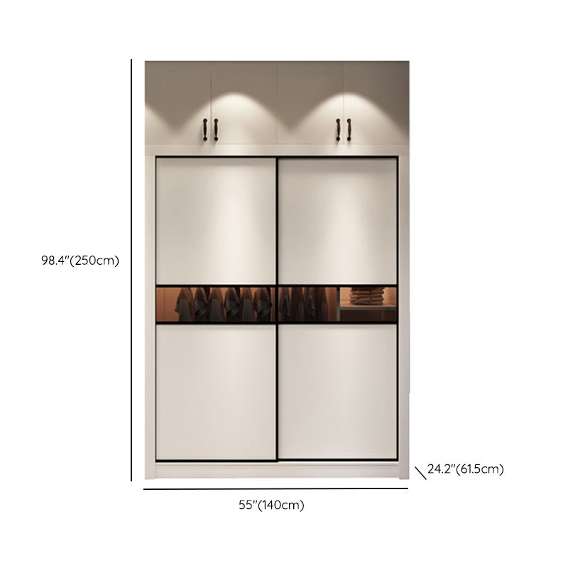 Modern Wooden Wardrobe Closet Bedroom Sliding Doors Storage Armoire