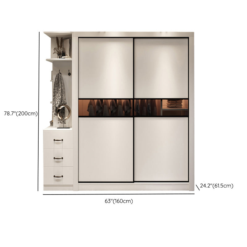 Modern Wooden Wardrobe Closet Bedroom Sliding Doors Storage Armoire