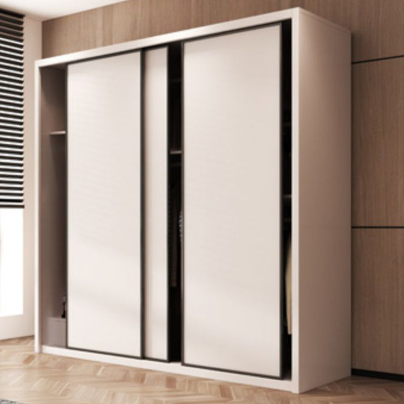 Bedroom Wooden Storage Cabinet Modern Style Armoire with Garment Rod