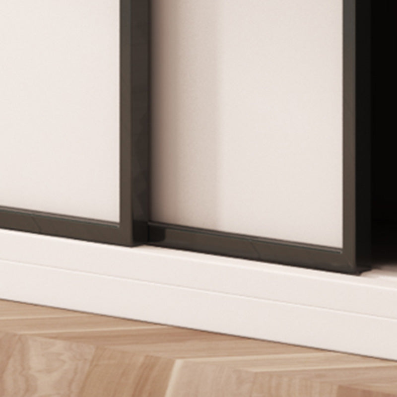 Bedroom Wooden Storage Cabinet Modern Style Armoire with Garment Rod