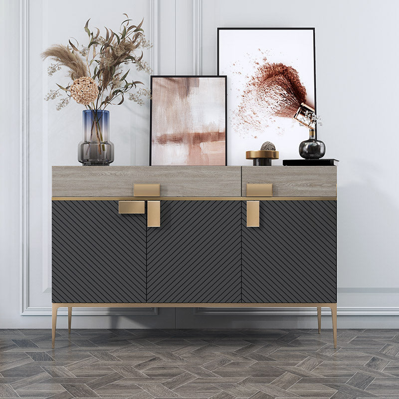 Glam Buffet Table Marble Sideboard Table with Doors for Kitchen