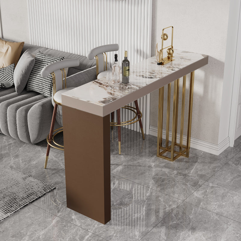 Double Pedestal Pub Height Dining Table Glam Counter Wine Table