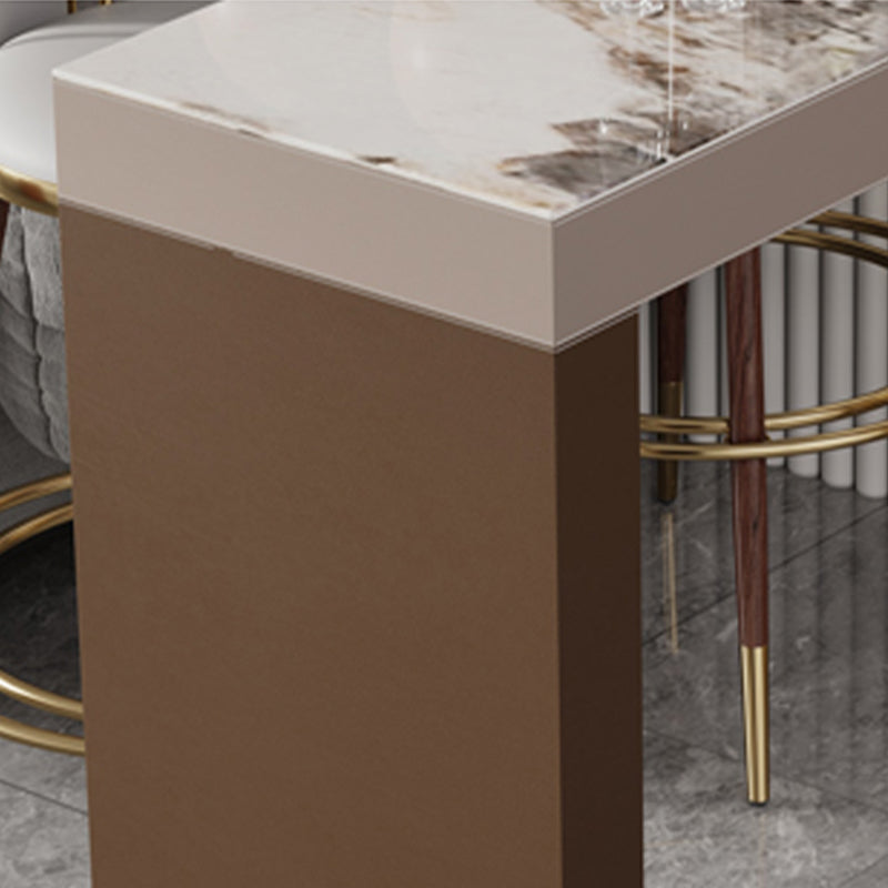 Double Pedestal Pub Height Dining Table Glam Counter Wine Table