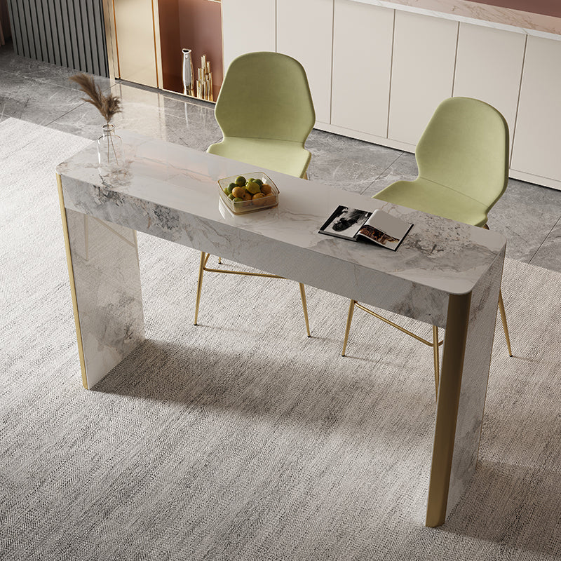 Glam Style Stone Bar Dining Table Rectangle Bar Table for Living Room