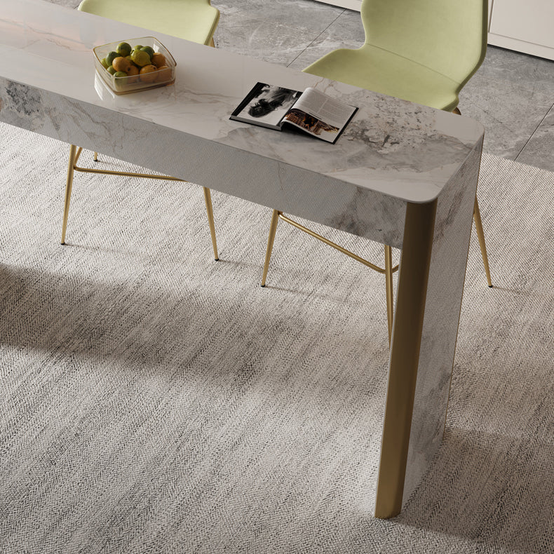 Glam Style Stone Bar Dining Table Rectangle Bar Table for Living Room