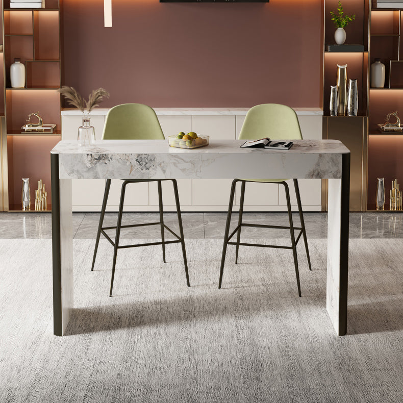 Glam Style Stone Bar Dining Table Rectangle Bar Table for Living Room
