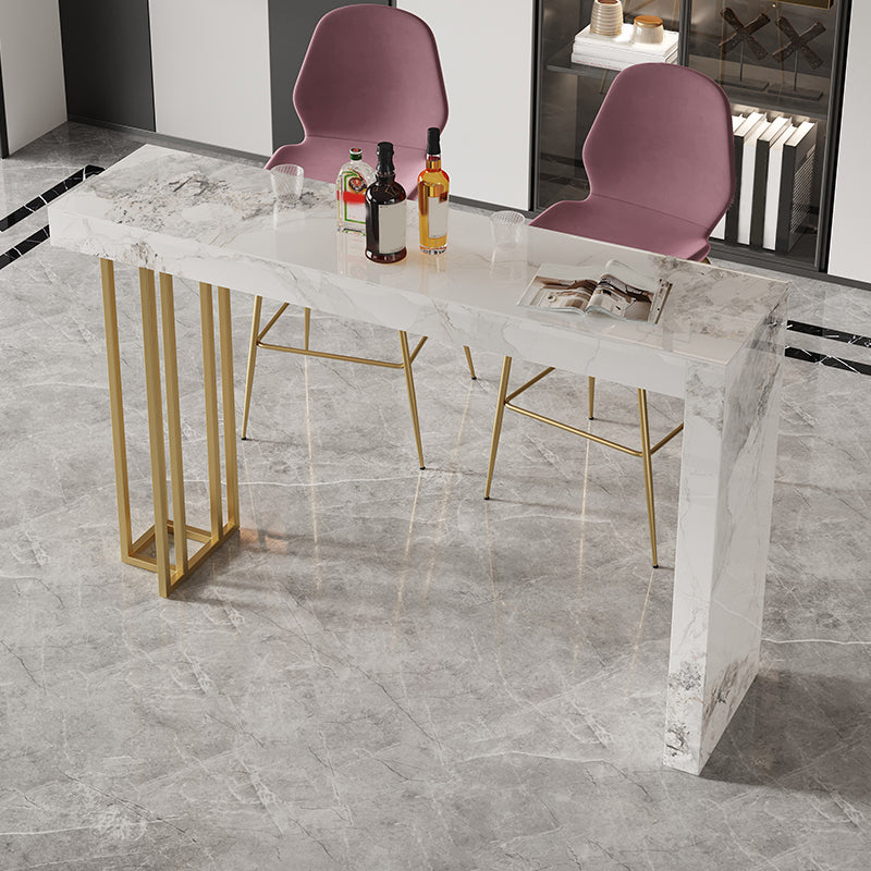 Glam Style Stone Bar Dining Table Rectangle Bar Table for Indoor